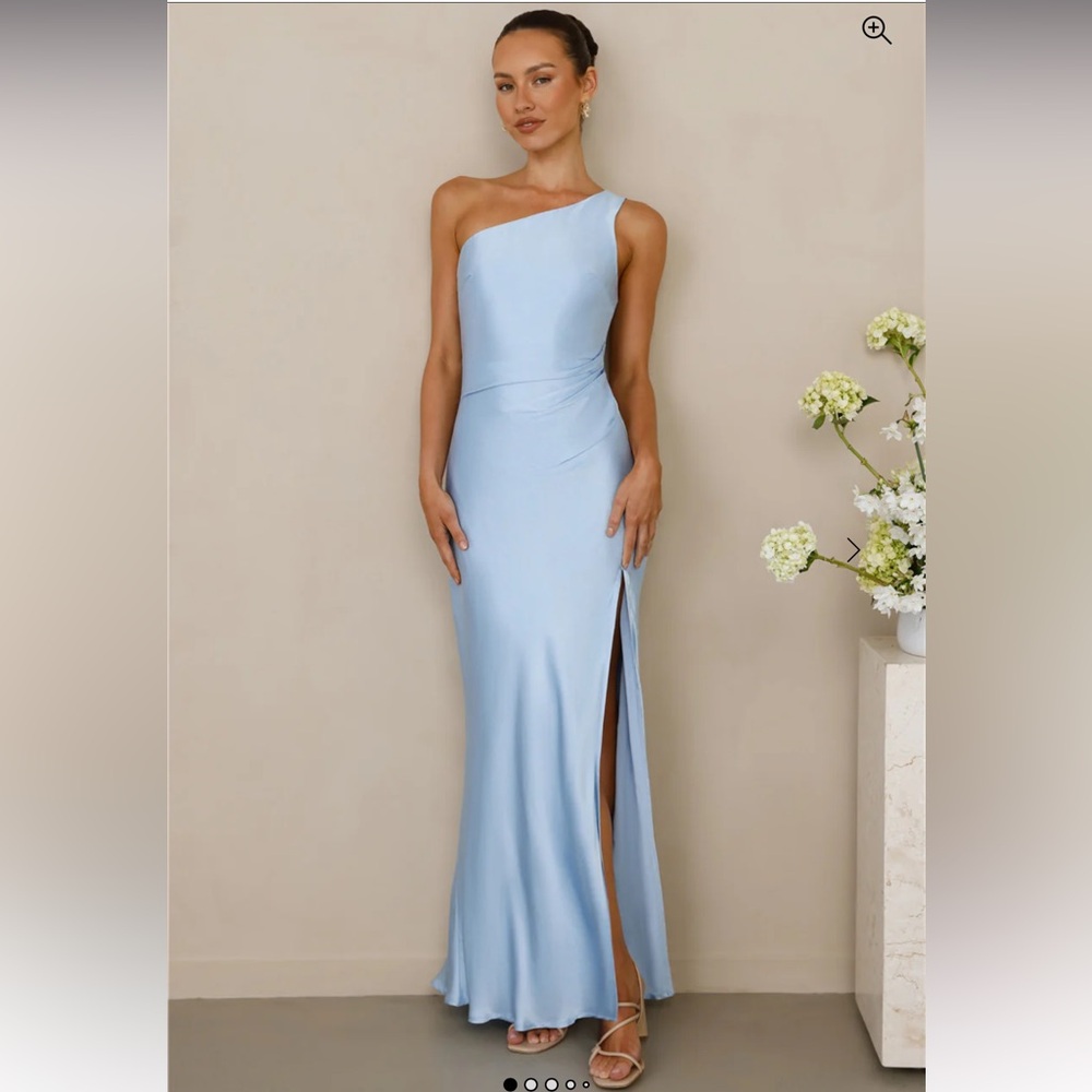 Hello Molly Aurora One Shoulder Satin Maxi Dress